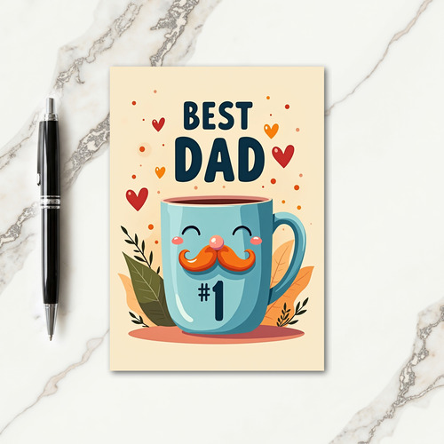 Sweet Fathers Day Mug Illustration Card