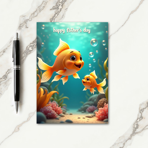 Sweet Fathers Day Orange Fish Card