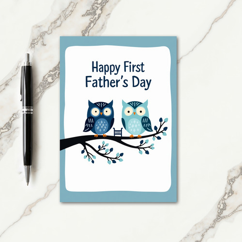 Sweet Fathers Day Owls Art Card