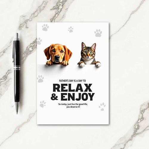 Sweet Fathers Day Paws Peek Card