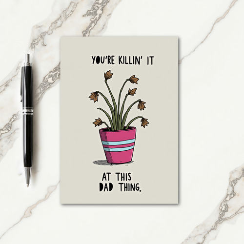Sweet Fathers Day Potted Plant Card