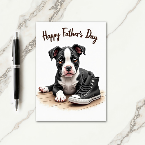 Sweet Fathers Day Pup And Shoe Card