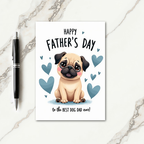 Sweet Fathers Day Puppy Art Card