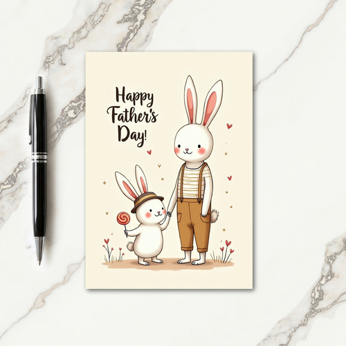 Sweet Fathers Day Rabbit Art Card