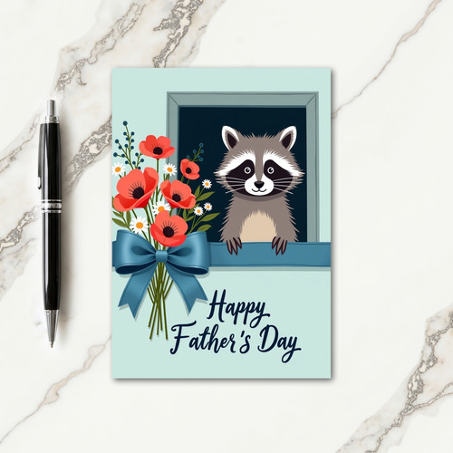 Sweet Fathers Day Raccoon Card