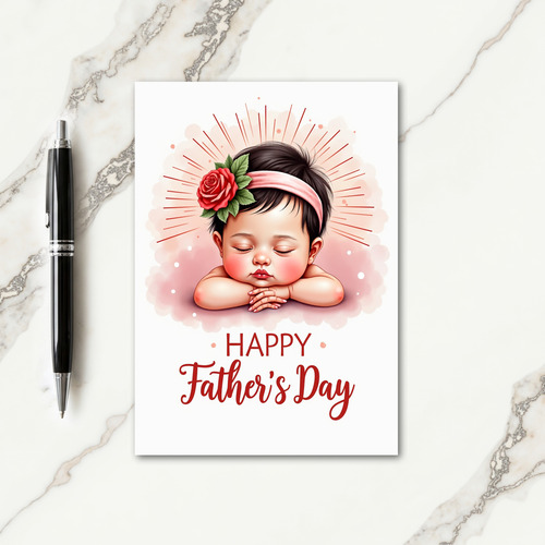 Sweet Fathers Day Sleeping Baby Card