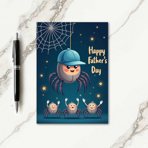 Sweet Fathers Day Spider Family Card