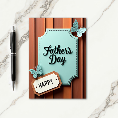 Sweet Fathers Day Teal Butterfly Card