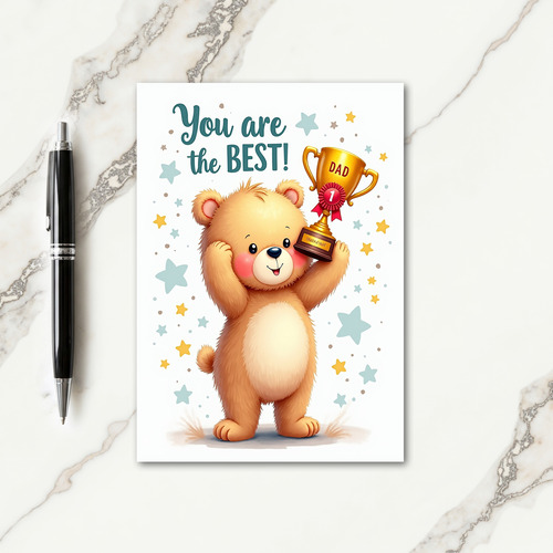 Sweet Fathers Day Trophy Bear Card