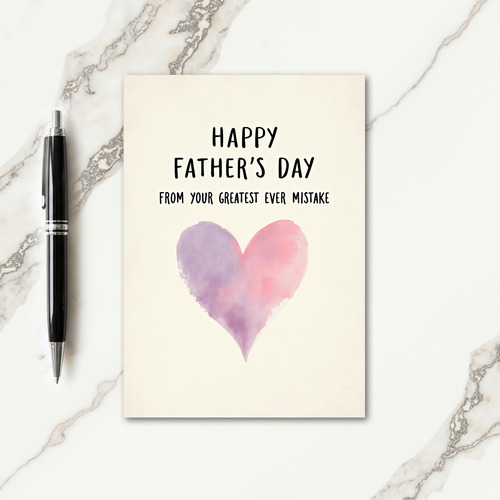 Sweet Fathers Day Watercolor Heart Card