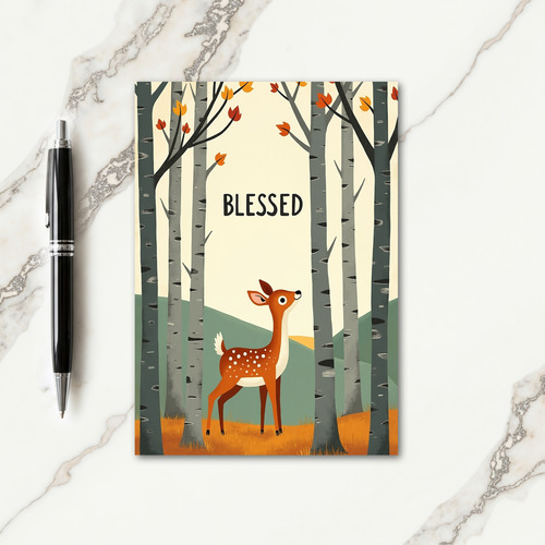 Sweet Fawn Autumn Leaves Card
