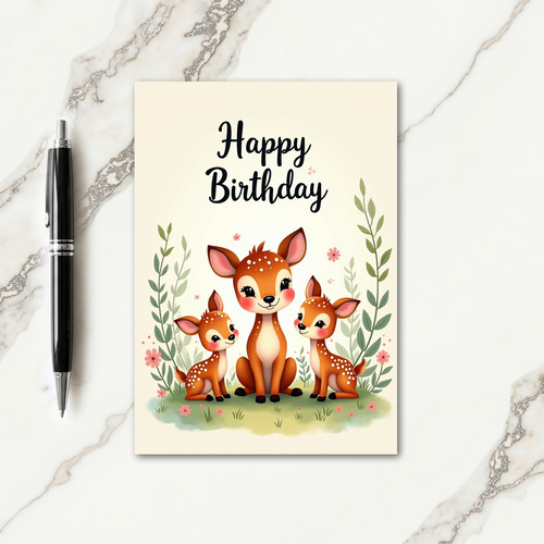 Sweet Fawn Trio Birthday Card
