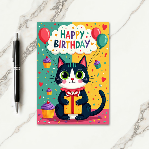 Sweet Feline Gift Birthday Card