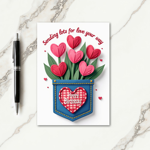 Sweet Felt Hearts Pocket Card