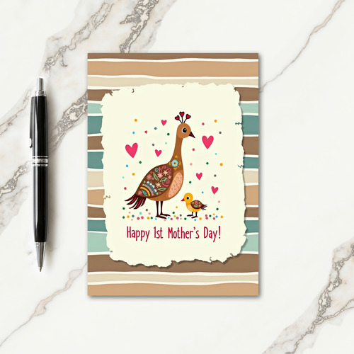 Sweet First Mothers Day Bird Art Card