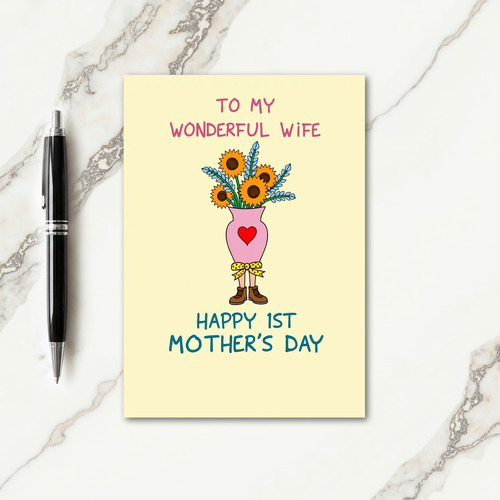 Sweet First Mothers Day Vase Card