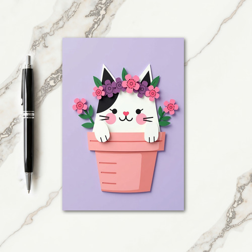 Sweet Floral Cat Mothers Day Card