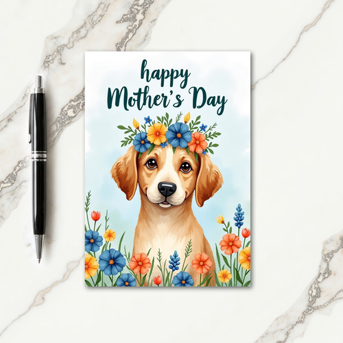 Sweet Floral Dog Mothers Day Card