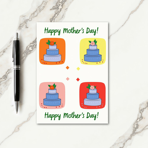 Sweet Floral Mothers Day Cake Card