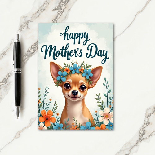 Sweet Floral Puppy Mother Card