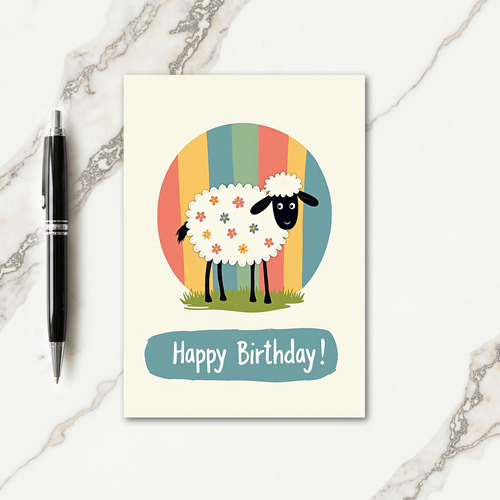 Sweet Floral Sheep Birthday Card