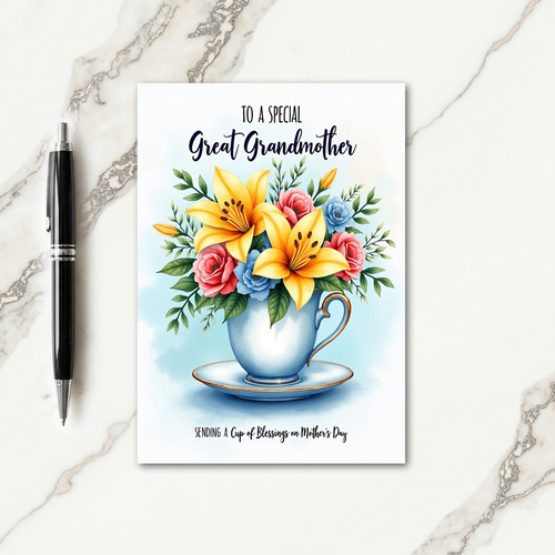 Sweet Floral Teacup Mothers Day Card