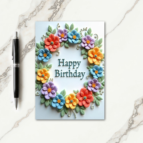 Sweet Floral Wreath Card