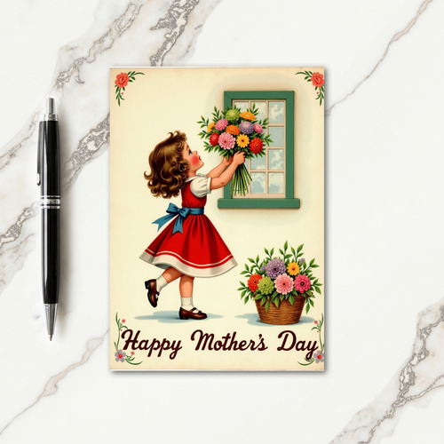 Sweet Flower Girls Greeting Card