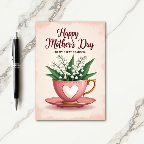 Sweet Flower Tea Cup Mothers Card