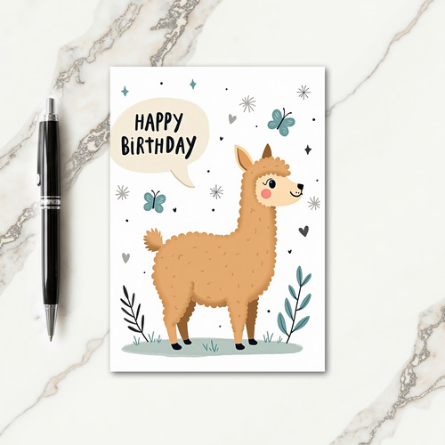 Sweet Fluffy Llama Card