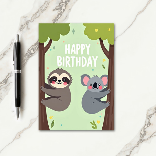 Sweet Forest Animal Birthday Card