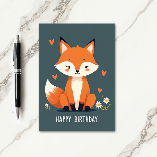 Sweet Fox Birthday Card