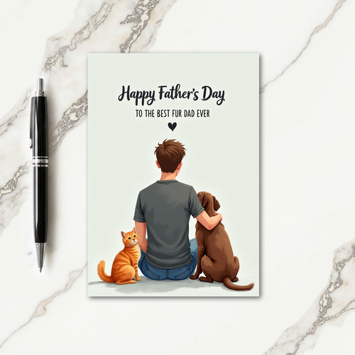 Sweet Fur Dads Day Illustration Card