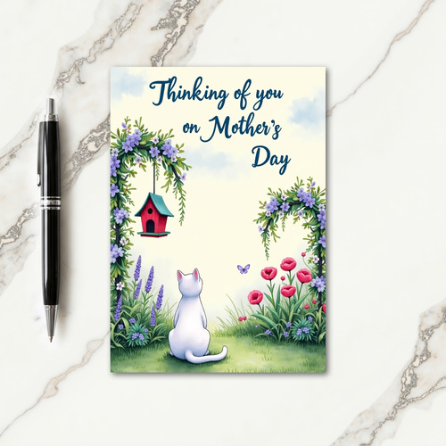 Sweet Garden Cat Mothers Day Card