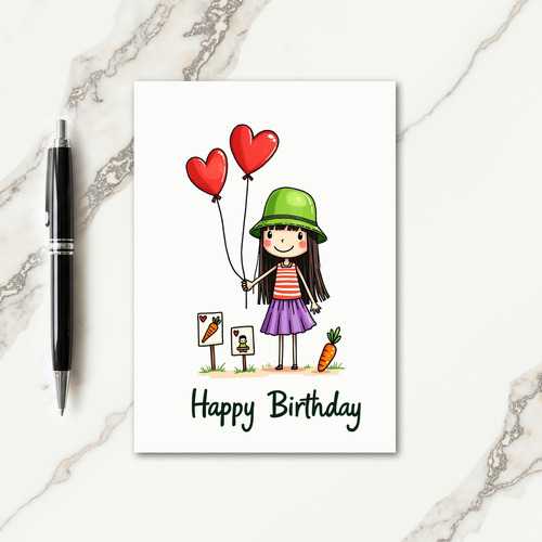 Sweet Girl Balloons Birthday Card