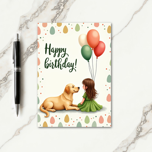 Sweet Girl Dog Birthday Card