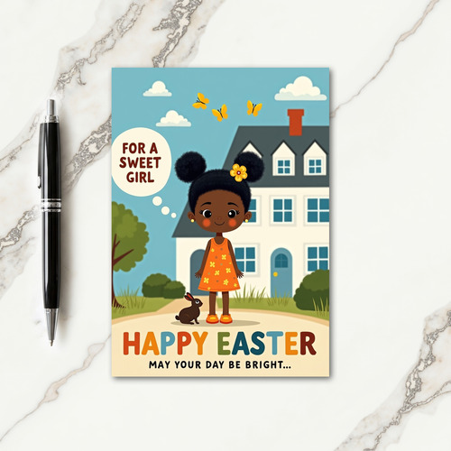 Sweet Girl Happy Easter Day Card