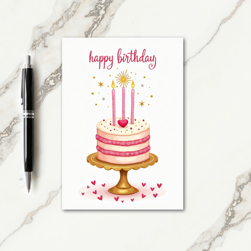 Sweet Glitter Cake Birthday Card