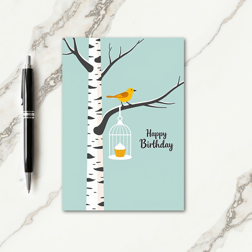 Sweet Golden Bird Birthday Card