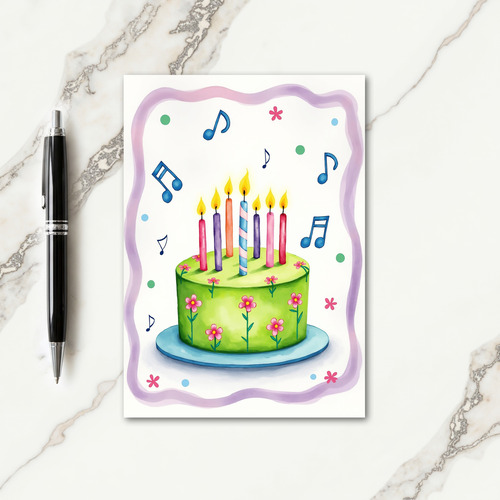 Sweet Green Cake Birthday Card