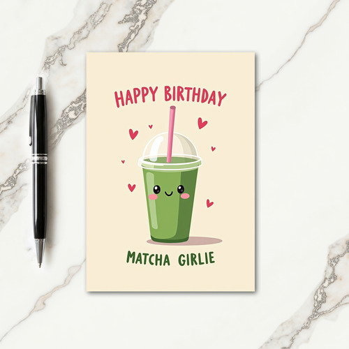 Sweet Green Cup Birthday Card