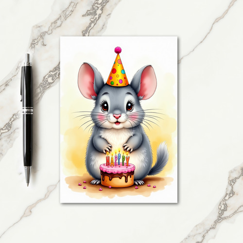 Sweet Grey Creature Birthday Card