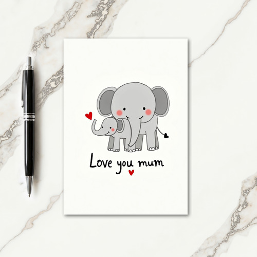 Sweet Grey Elephant Family Card