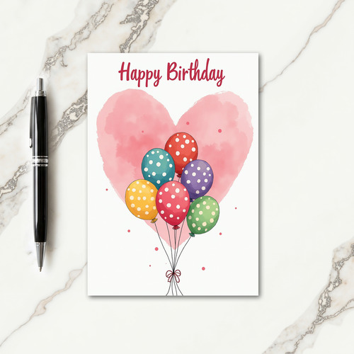 Sweet Heart Balloon Birthday Card