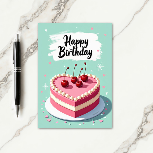Sweet Heart Cake Birthday Card