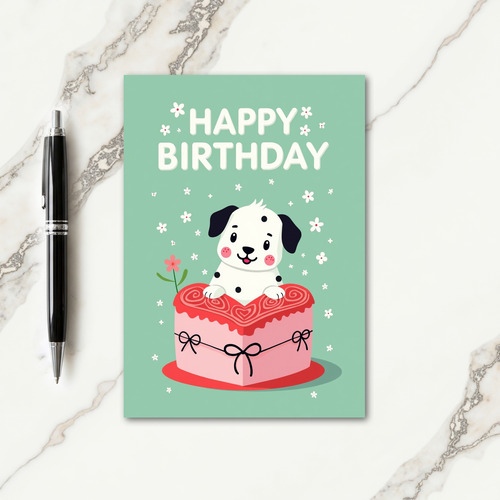 Sweet Heart Cake Pup Birthday Card