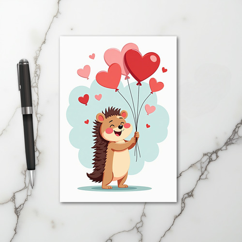 Sweet Hedgehog Valentine Love Card