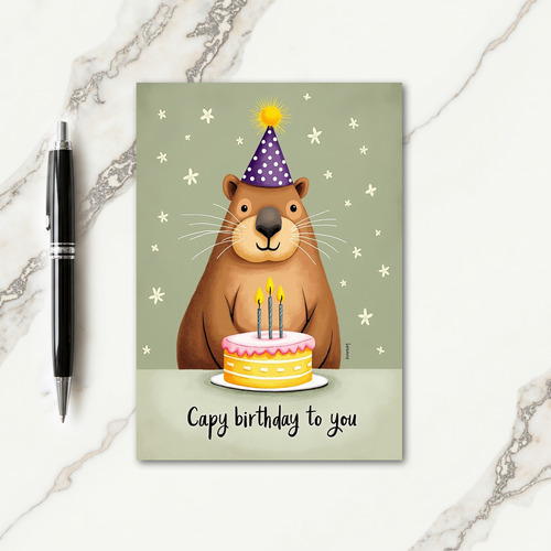 Sweet Hippo Birthday Cake Card