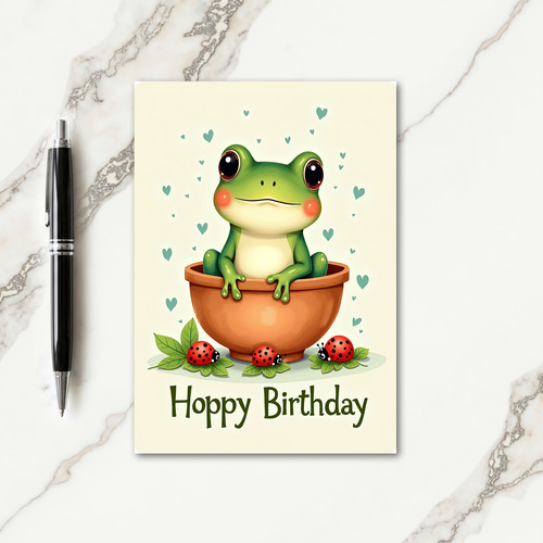 Sweet Hoppy Birthday Frog Pot Card