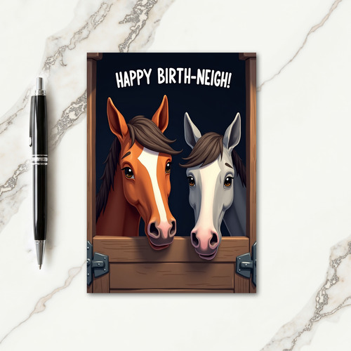 Sweet Horse Peeking Birthday Card